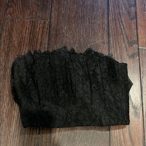 Lovers + Friends Black Strapless Lace Top with tie bow